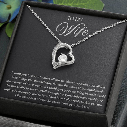 To My Wife Necklace - Beautiful Wife Jewelry Gift for Birthday, Valentine’s Day & Special Romantic Moments - Forever Love Necklace