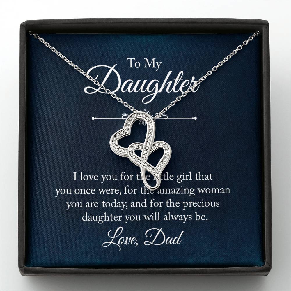 To My Daughter Necklace - Best Proud Dad Jewelry Gift for Daughter’s Special Days & Celebrations - Heart-to-heart Pendant Necklace