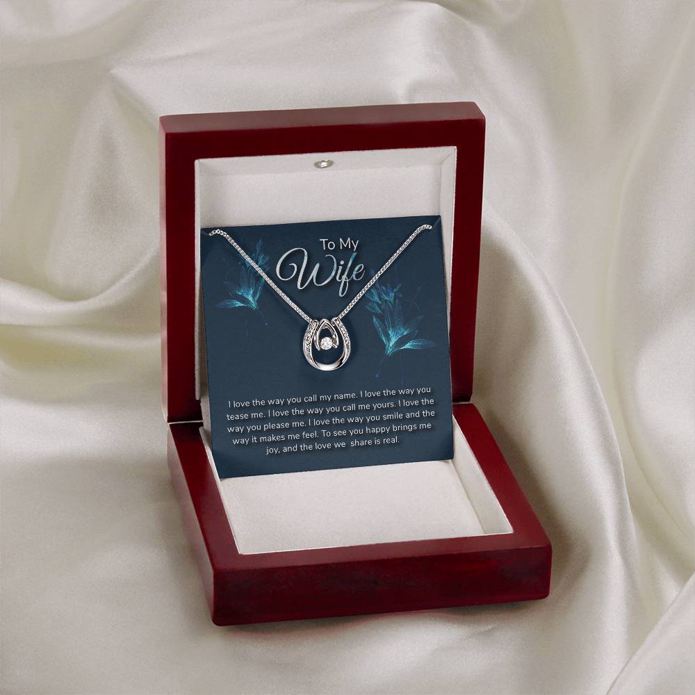 Surprise Gift for Wife - Meaningful Jewelry from Husband for Christmas, Anniversary & Valentine’s Day - Lucky In Love Necklace