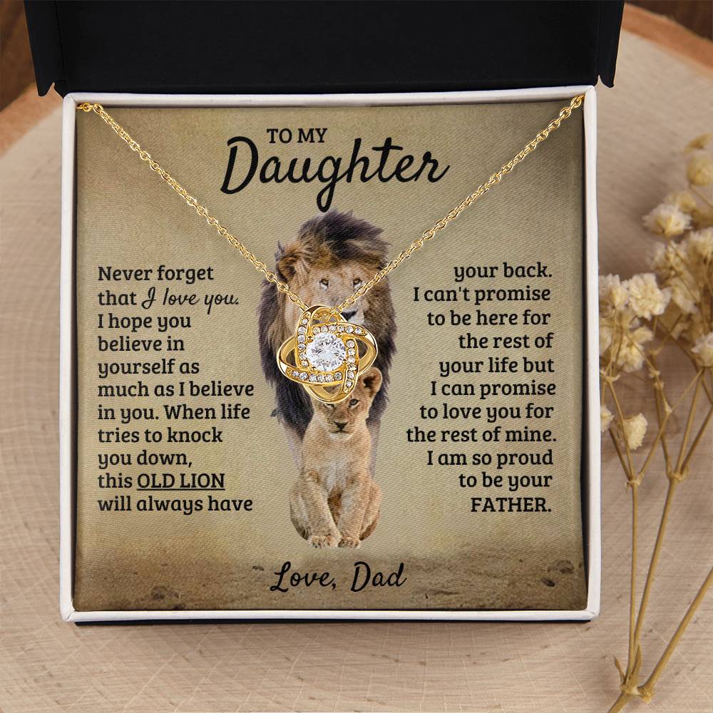 To My Daughter Necklace - Beautiful Daughter Jewelry for Birthday & Proud Dad Moments - Love Knot Necklace