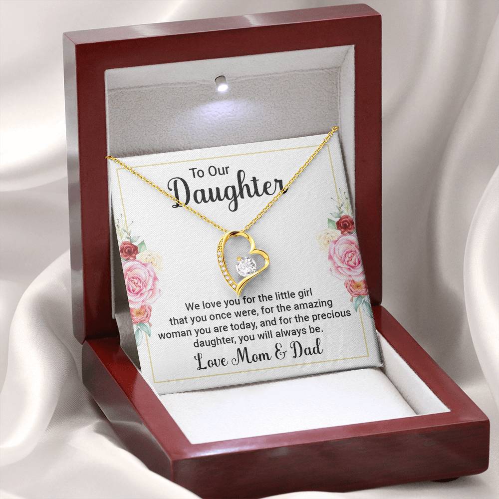 To Our Daughter Necklace – Daughter Graduation & Birthday Present from Mom and Dad – Forever Love Necklace