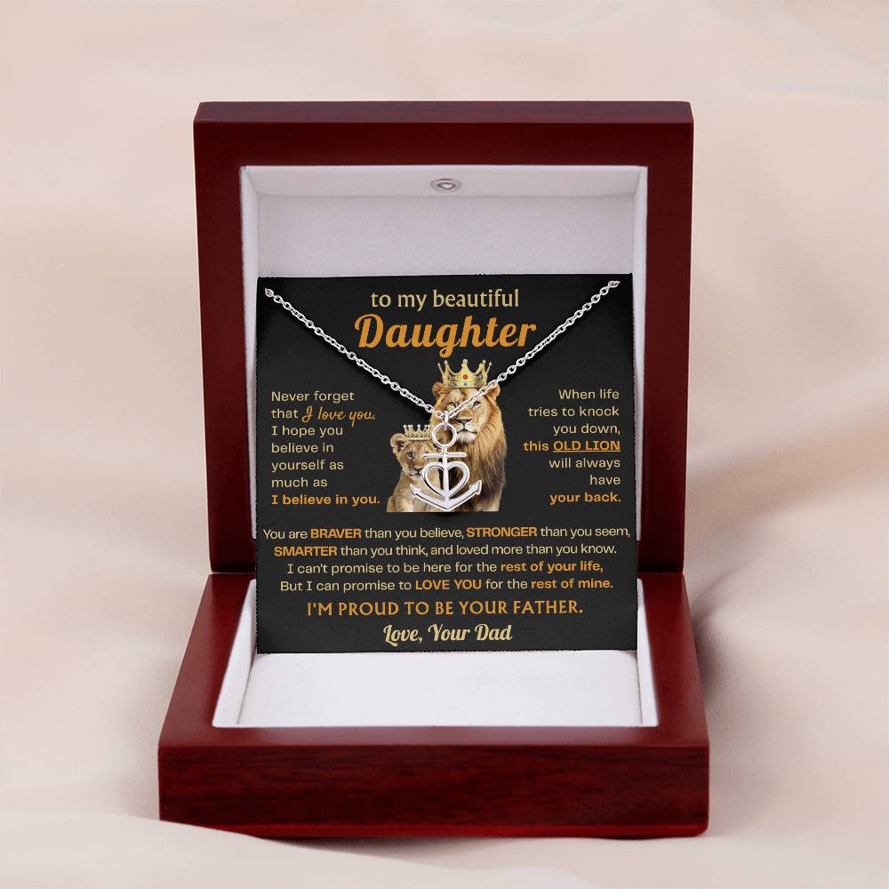 To My Daughter Necklace - Sentimental Birthday Gift from Dad, Meaningful Jewelry for Milestones & Holidays - Anchor Pendant Necklace