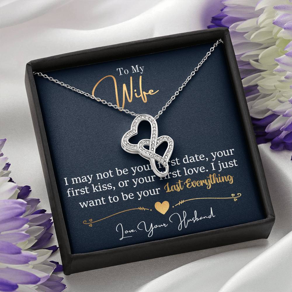 To My Wife Necklace - Emotional Love Jewelry Gift from Husband for Valentine’s Day & Birthday Happiness - Heart-to-heart Pendant Necklace