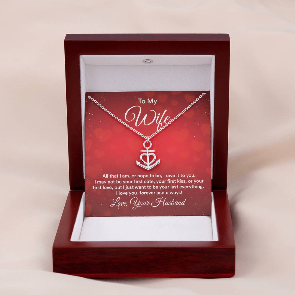 To My Wife Necklace - Beautiful Gift from Husband, Perfect for Anniversary, Valentine’s Day & Holiday Celebrations - Anchor Pendant Necklace