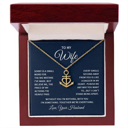 Gift for Wife from Husband - Sentimental Jewelry for Anniversary & Valentine’s Day - Anchor Pendant Necklace