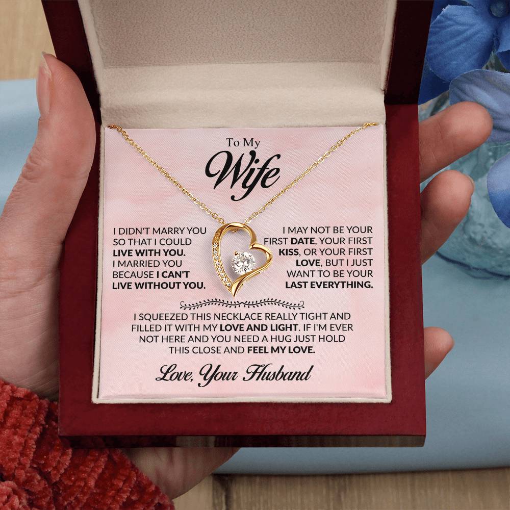To My Wife Necklace - Sweet Emotional Gift for Wife from Husband on Birthday, Anniversary & Valentine’s Day - Forever Love Necklace