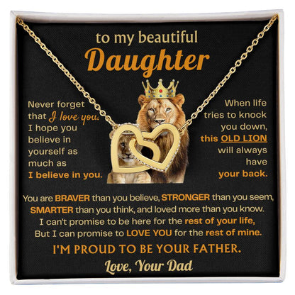 To My Daughter Necklace - Sentimental Birthday Gift from Dad, Meaningful Jewelry for Milestones & Holidays - Interlocking Hearts Necklace