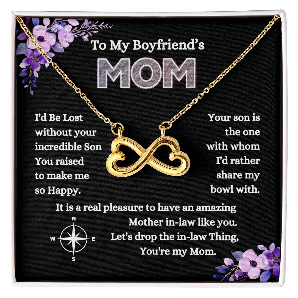 To My Boyfriend's Mom - I'd Be Lost Without Your Incredible Son - Endless Love Necklace - Best Gift for Mother In Law