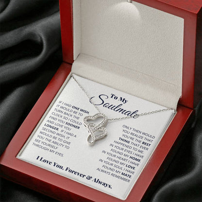 To My Soulmate Necklace - Romantic Soulmate Gift for Her for Christmas & Holiday Gifting - Heart-to-heart Pendant Necklace