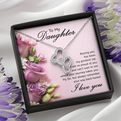 To My Daughter Necklace – Daughter Birthday & Graduation Jewelry Surprise – Heart-to-heart Pendant Necklace