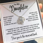 To My Daughter Necklace - I love you to the moon and back - Love Knot Necklace Gift for Daughter