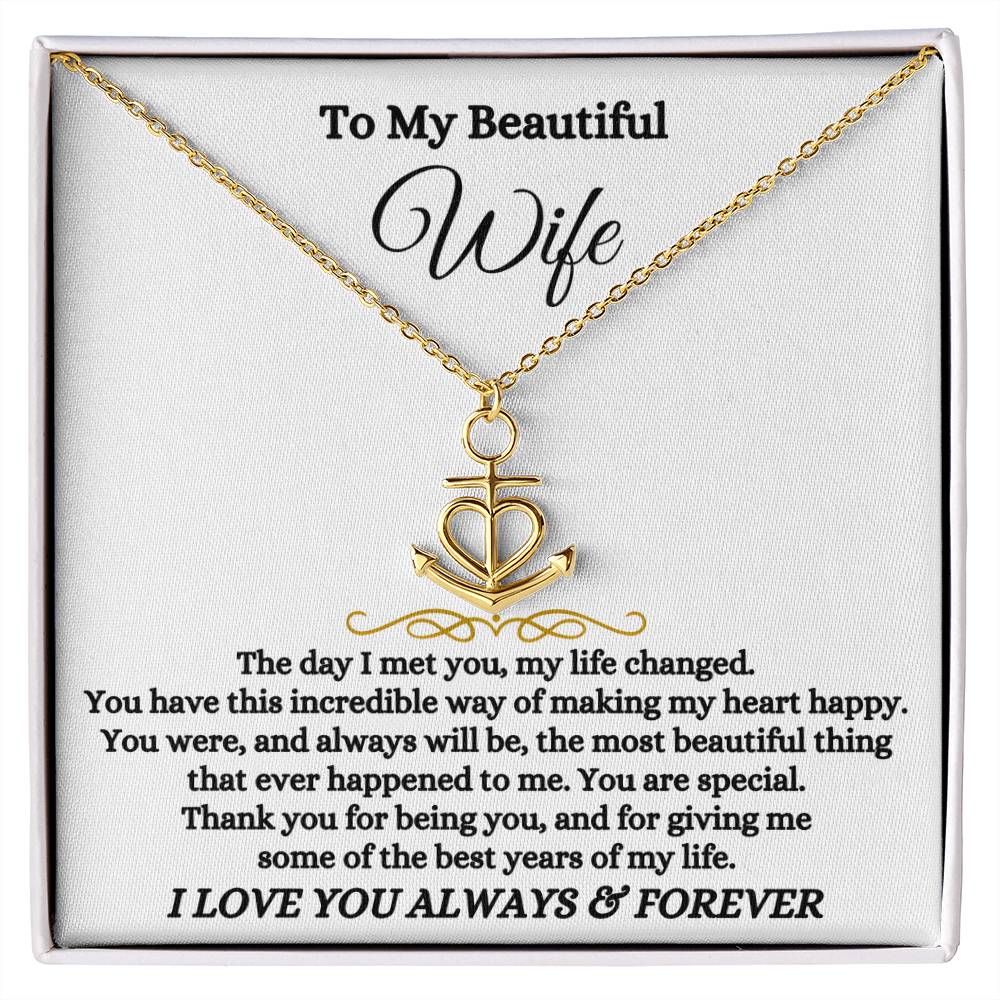 To My Wife Necklace - Anniversary Gift for Her - Birthday Christmas Gifts for Wife - Gifts for Soulmate - Gifts for Her - Anchor Pendant Necklace