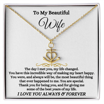 To My Wife Necklace - Anniversary Gift for Her - Birthday Christmas Gifts for Wife - Gifts for Soulmate - Gifts for Her - Anchor Pendant Necklace