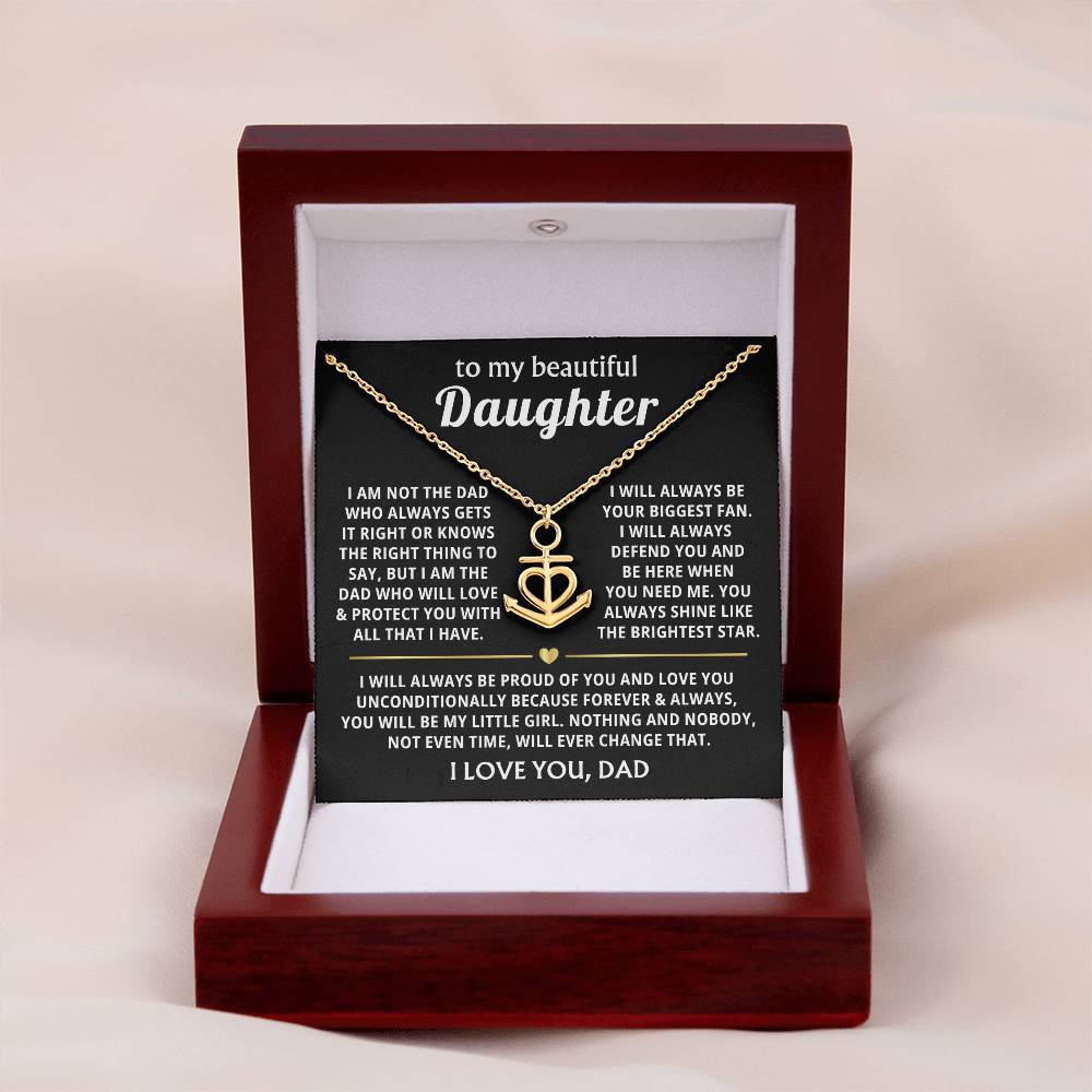 To My Daughter Necklace - Best Gift for Daughter from Dad - Anchor Pendant Necklace