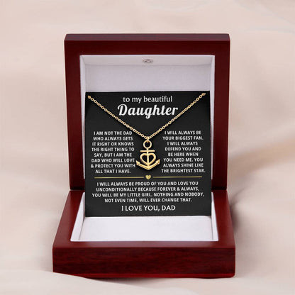 To My Daughter Necklace - Best Gift for Daughter from Dad - Anchor Pendant Necklace