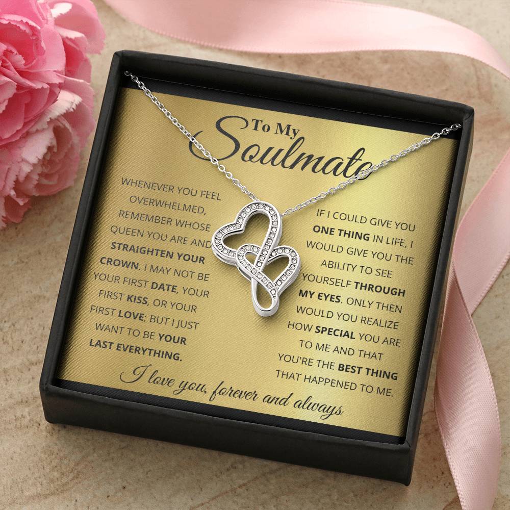 To My Soulmate Necklace - Long Distance Relationship Soulmate Gift for Romantic Occasions - Heart-to-heart Pendant Necklace