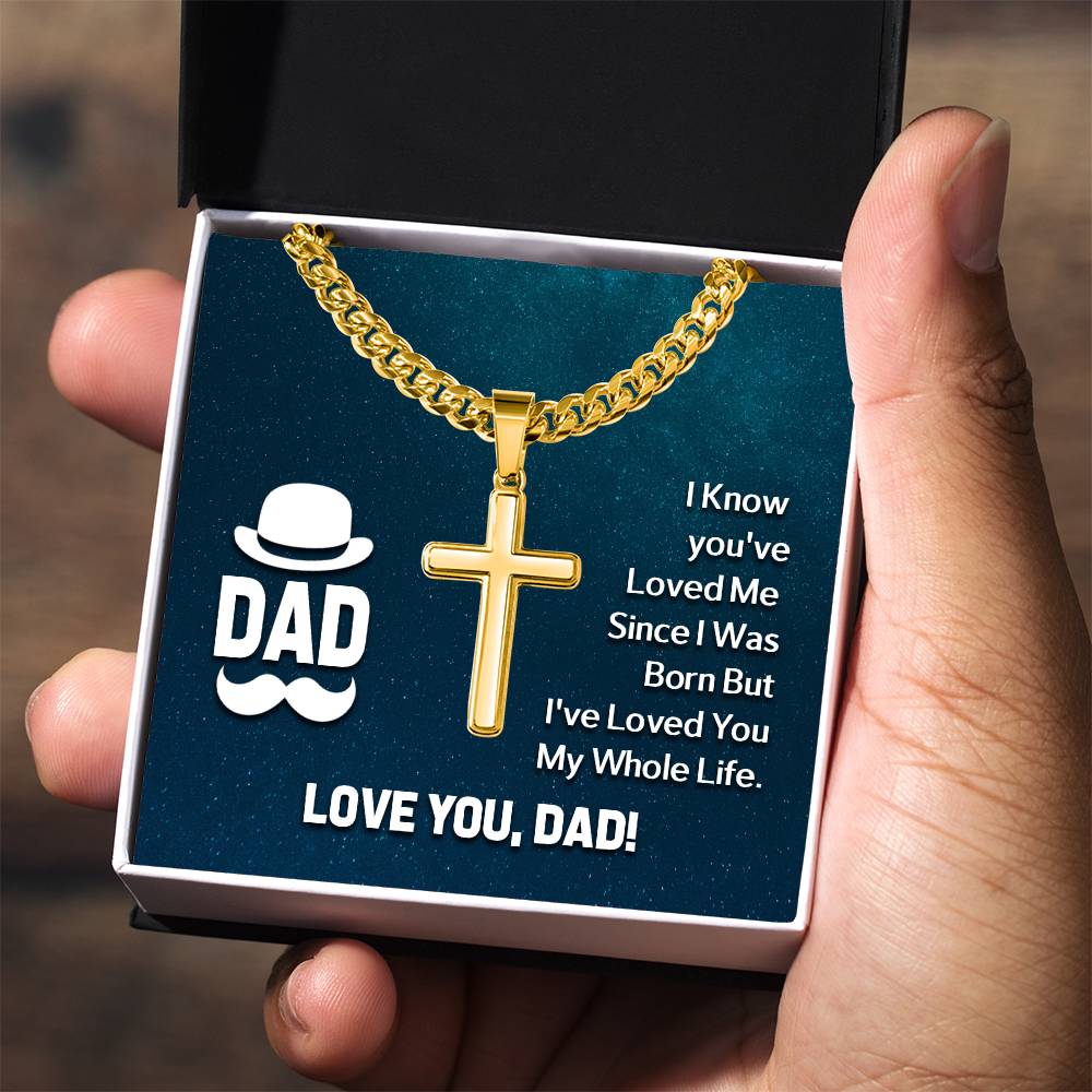 Dad - I know Artisan Cross with Cuban Link Chain Gift for Dad