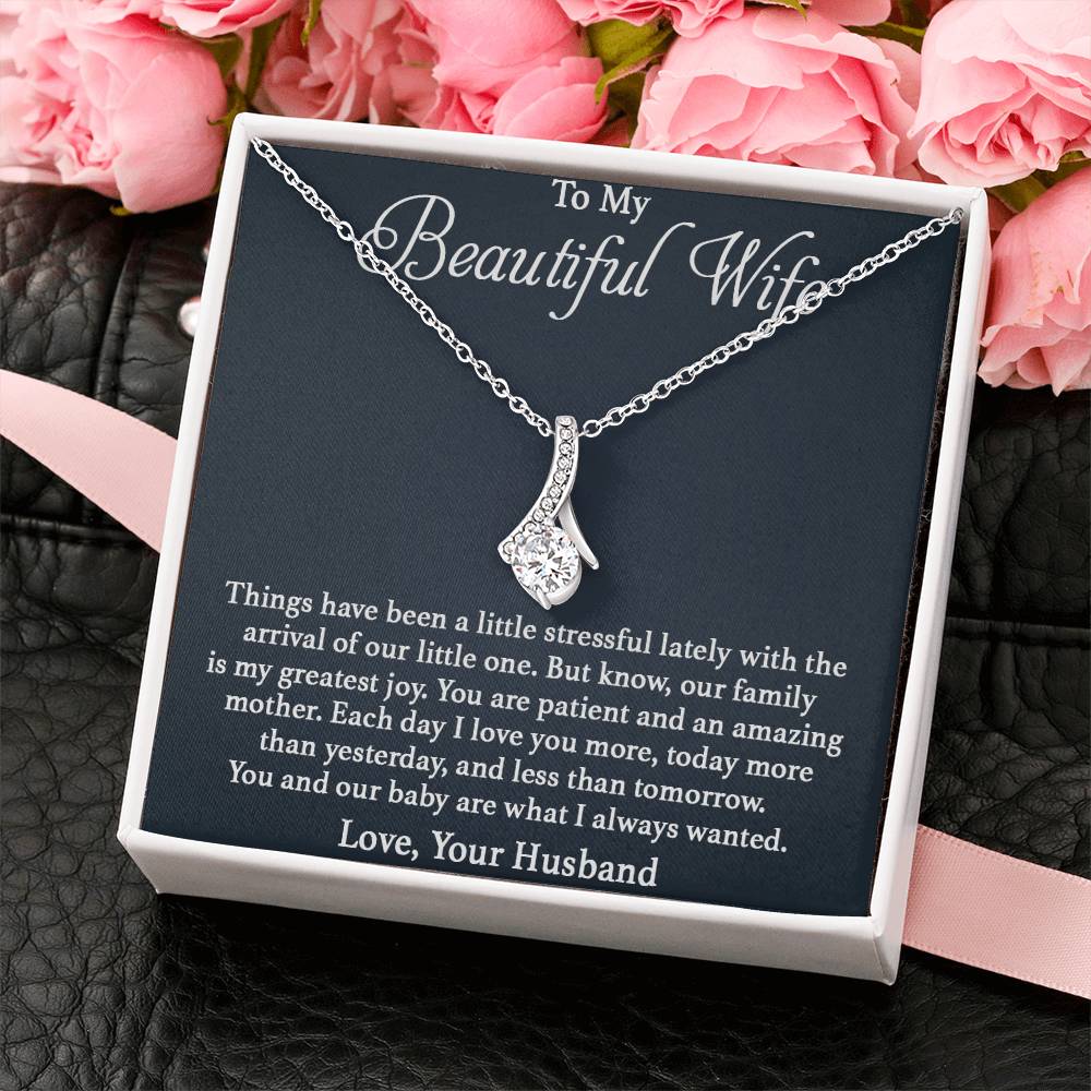To My Beautiful Wife Necklace - Perfect Romantic Surprise from Husband for Anniversary, Birthday & Valentine’s Day - Alluring Beauty Necklace