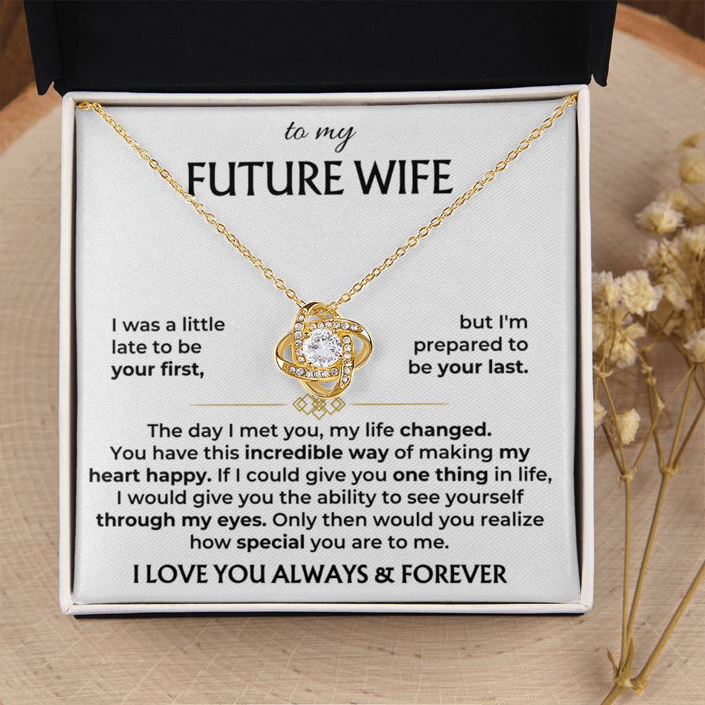 Future Wife Necklace - Romantic Jewelry Gift for Girlfriend for Valentine’s Day, Birthday & Proposal Celebrations - Love Knot Necklace