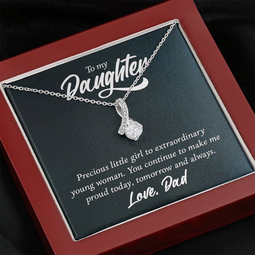 To My Daughter Necklace - Sweetest Daughter Gift from Dad for Birthday Joy & Proud Dad Love - Alluring Beauty Necklace
