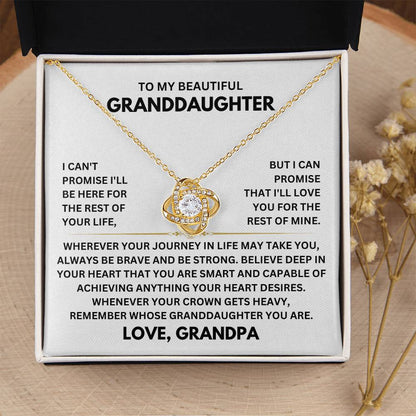 To My Granddaughter Necklace – Granddaughter Christmas Birthday Gift Necklace from Grandpa – Love Knot Necklace