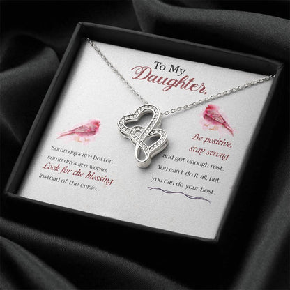 To My Daughter Necklace – Birthday Christmas Gift Necklace for Daughter – Heart-to-heart Pendant Necklace