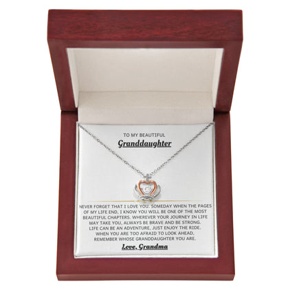 To My Granddaughter Necklace – Holiday Birthday Jewelry Gift from Grandma – Crown Pendant Necklace