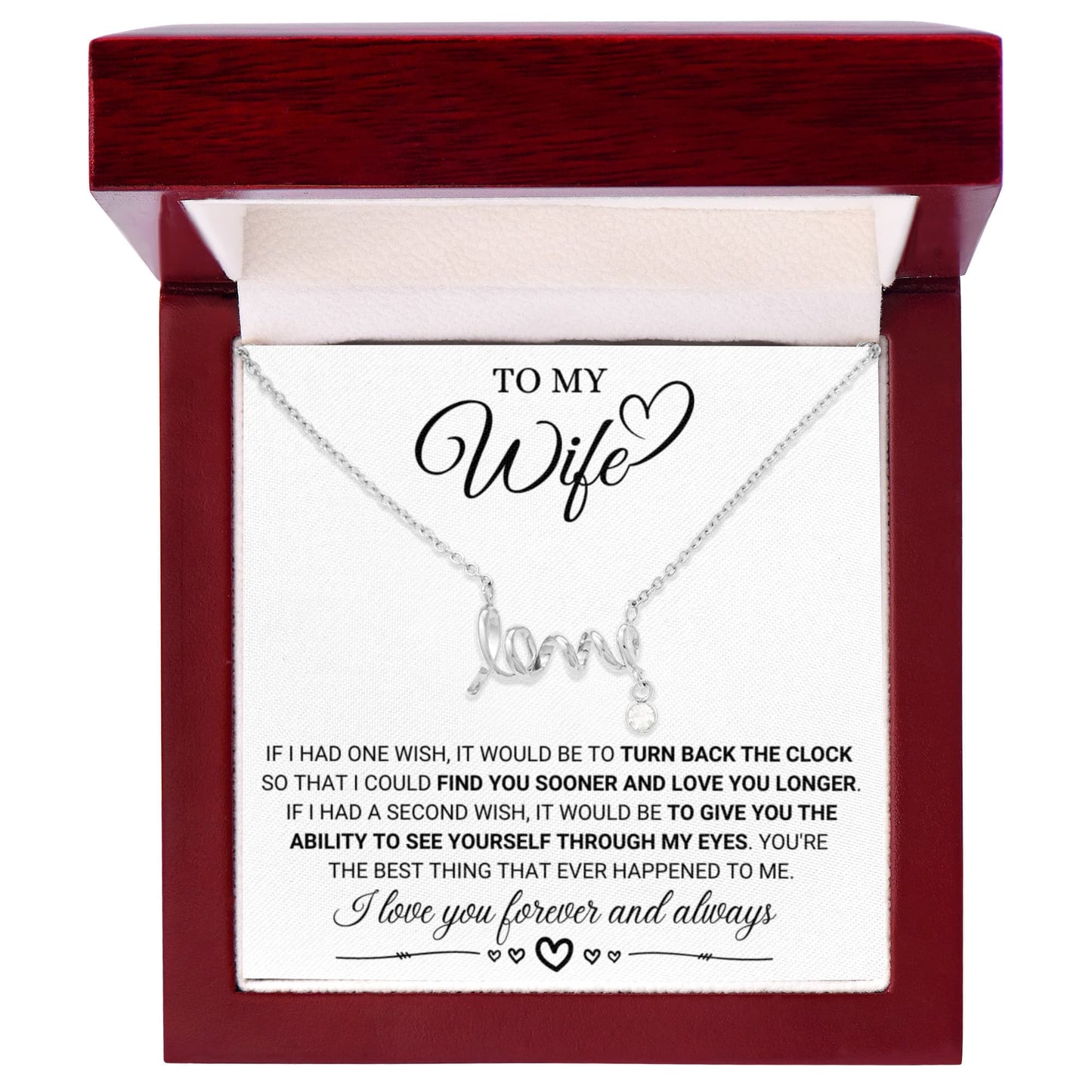 To My Wife Necklace - Anniversary Gift for Her - Birthday Christmas Gifts for Wife - Gifts for Soulmate - Gifts for Her - Scripted Love Necklace