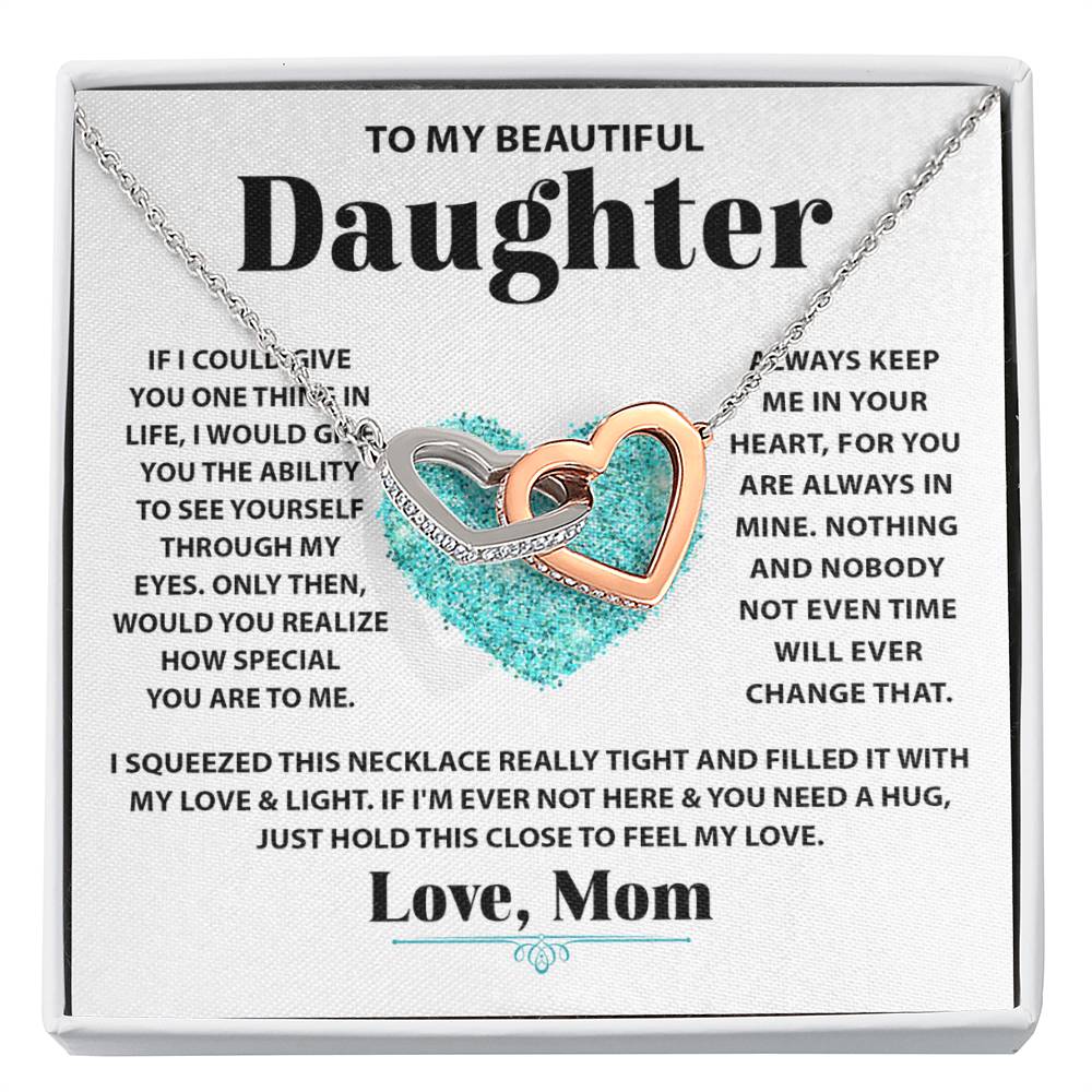 To My Daughter Necklace – Mom’s Choice for Daughter Birthday Graduation – Interlocking Hearts Necklace