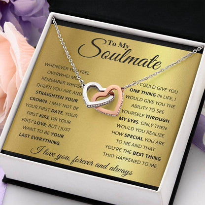 To My Soulmate Necklace - Soulmate Gift for Her for Valentine’s Day & Every Day Love - Interlocking Hearts Necklace