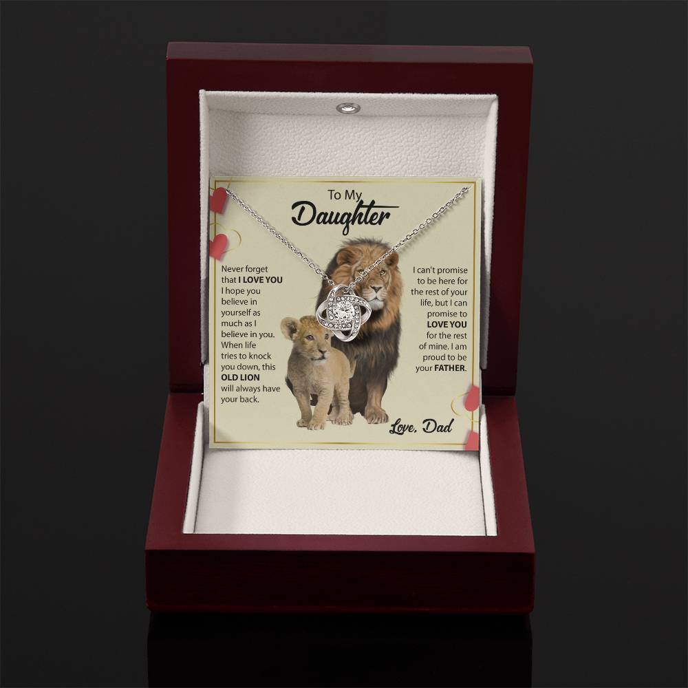 To My Daughter Necklace - Everyday Love Jewelry Gift from Dad for Daughter’s Birthday & Just Because - Love Knot Necklace