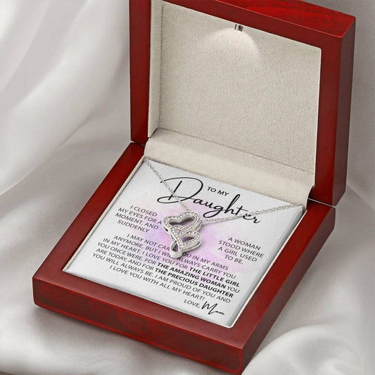 To My Daughter Necklace - Beautiful Jewelry for Christmas & Mother Daughter Love - Heart-to-heart Pendant Necklace