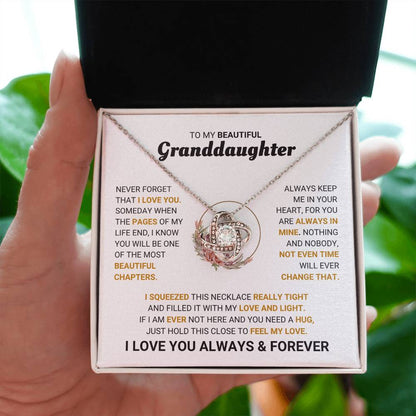 To My Granddaughter Necklace – Birthday & Graduation Gift Jewelry – Love Knot Necklace