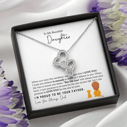 To My Daughter Necklace - I am so proud to be your father - Daughter Gift from Dad - Heart-to-heart Pendant Necklace