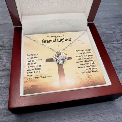 To My Dearest Granddaughter Necklace – Granddaughter Valentine Birthday Jewelry Gift – Crown Pendant Necklace