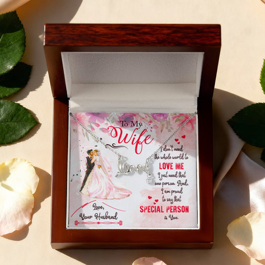 Wife Birthday Gift from Husband - Romantic Jewelry for Valentine’s Day & Anniversaries - Scripted Love Necklace