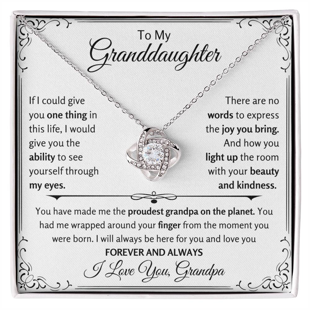 To My Granddaughter Necklace – Grandpa to Granddaughter Birthday Graduation Present – Love Knot Necklace