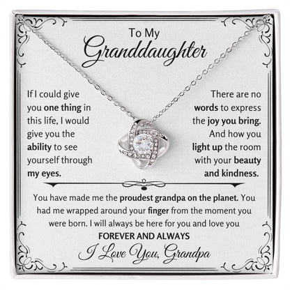 To My Granddaughter Necklace – Grandpa to Granddaughter Birthday Graduation Present – Love Knot Necklace