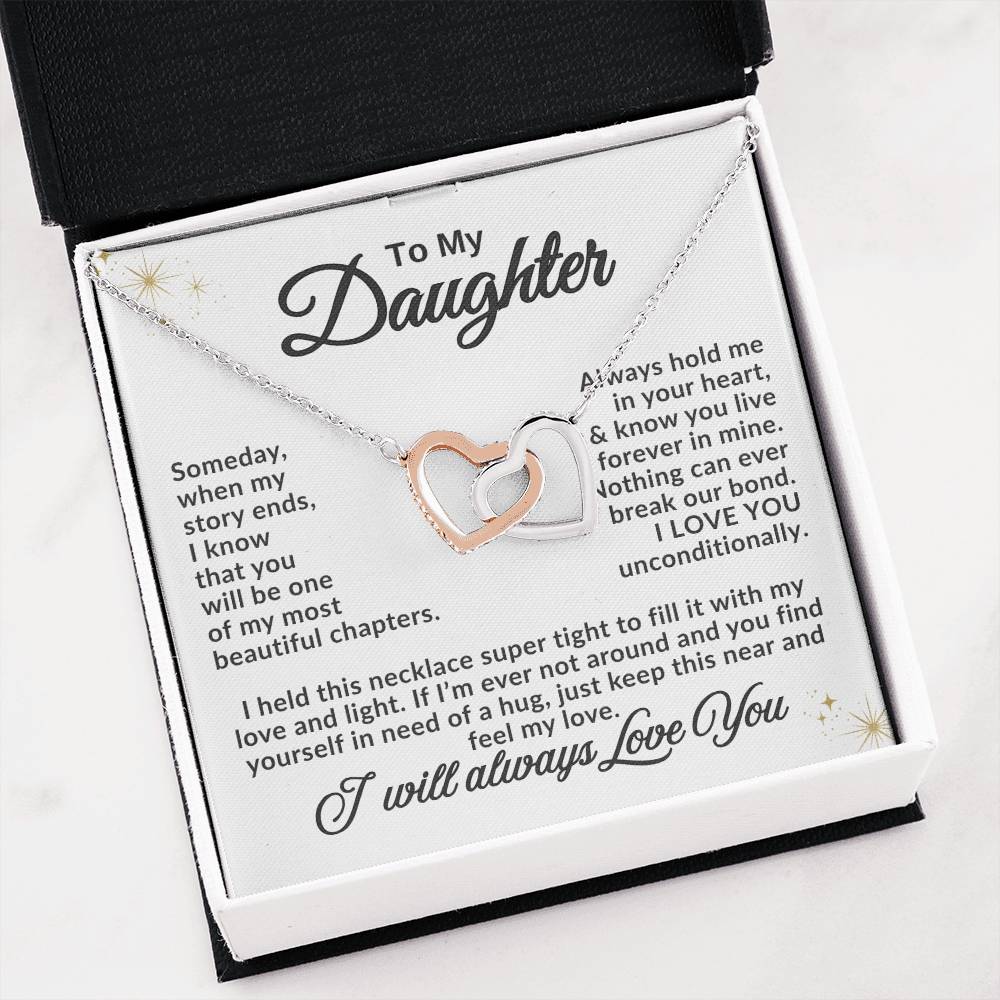 To My Daughter Necklace – Birthday Graduation Special Gift for Daughter – Interlocking Hearts Necklace
