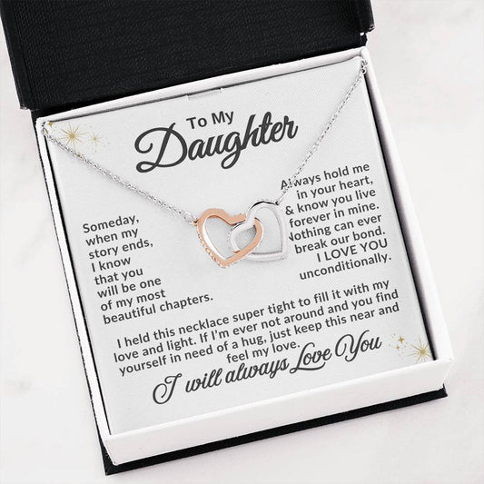 To My Daughter Necklace – Birthday Graduation Special Gift for Daughter – Interlocking Hearts Necklace