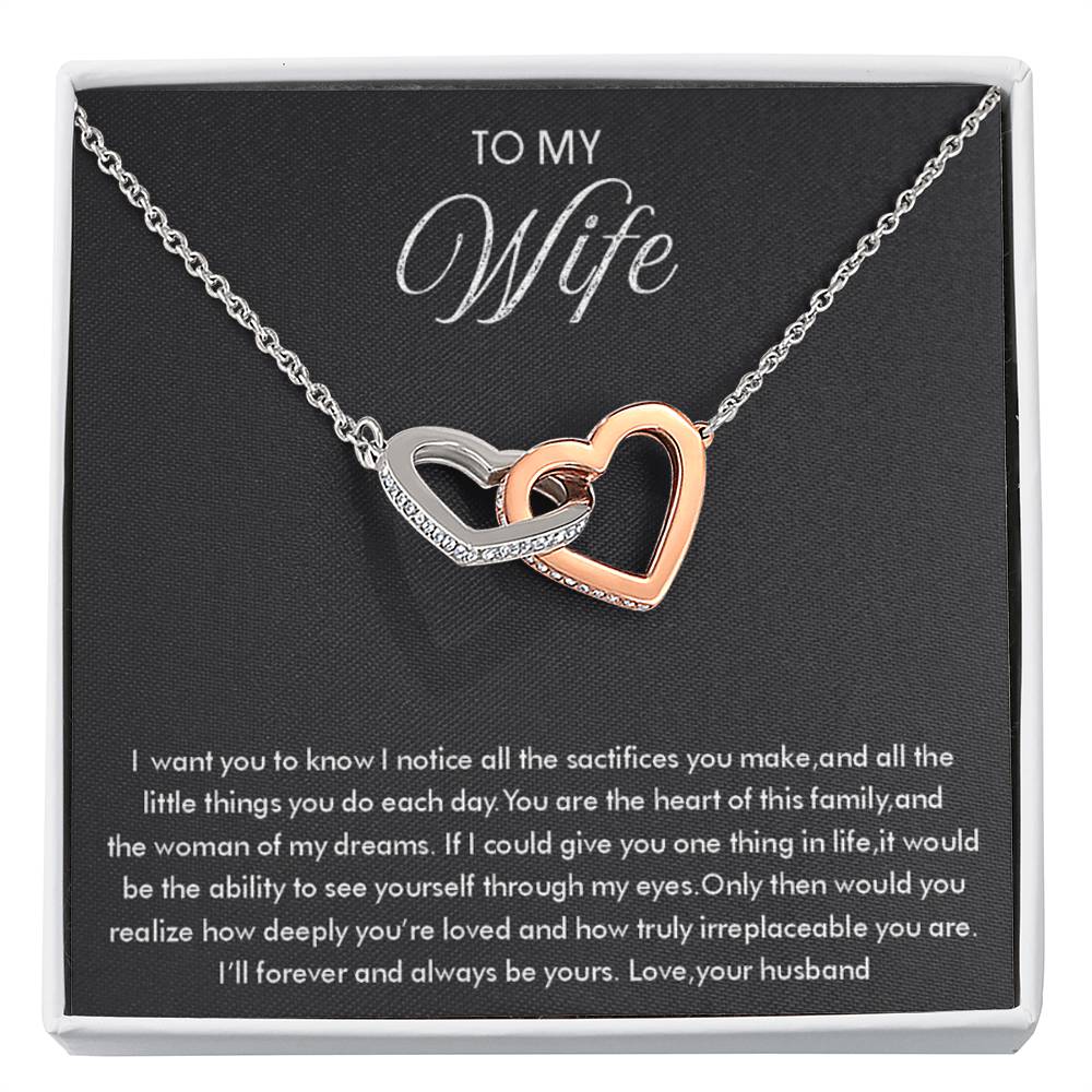 To My Wife Necklace - Thoughtful Gift from Husband to Wife - Interlocking Hearts Necklace