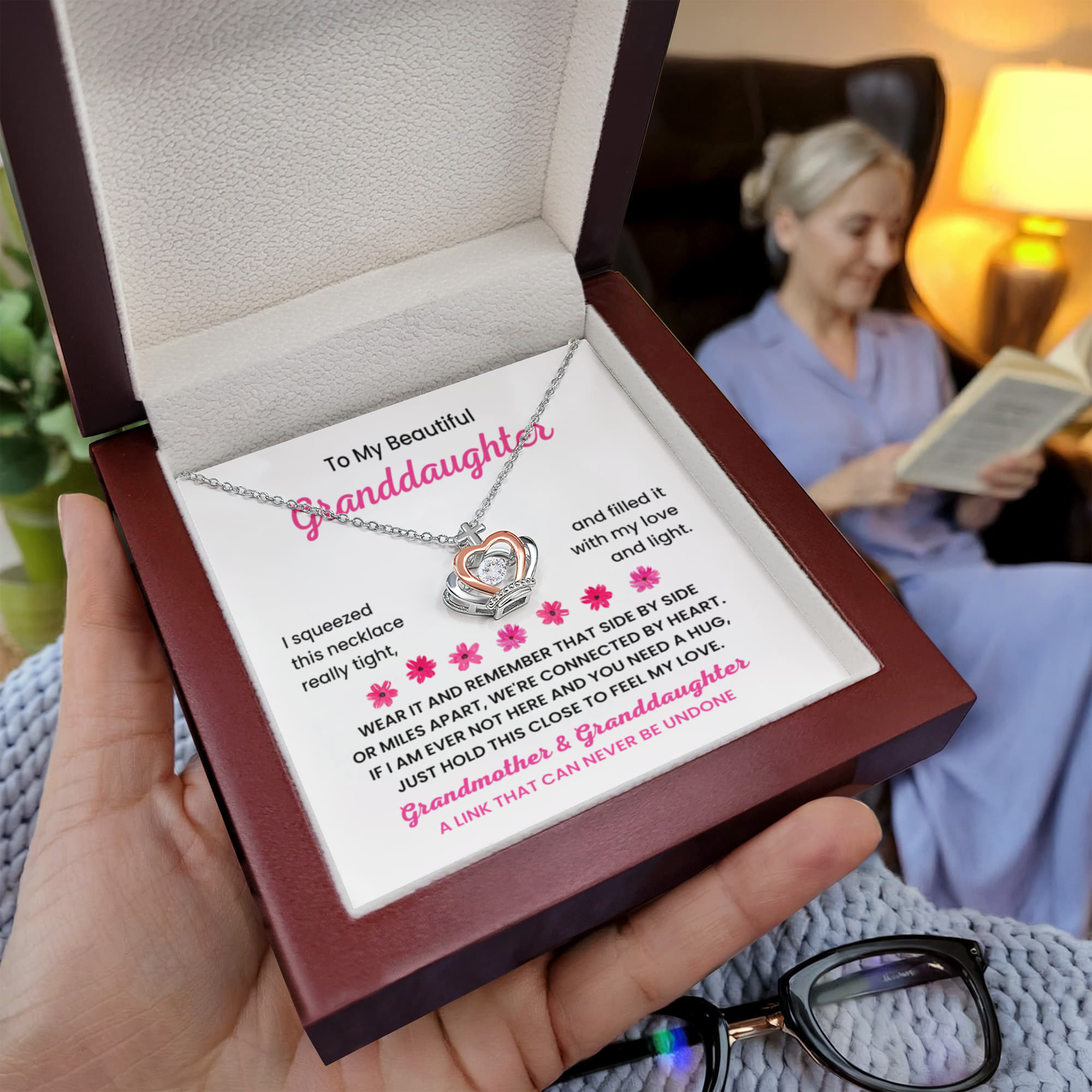 To My Granddaughter Necklace – Grandma’s Birthday Graduation Gift for Granddaughter – Crown Pendant Necklace