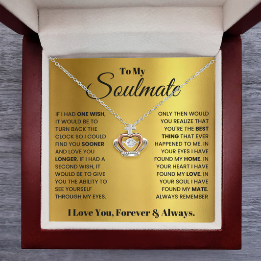 To My Soulmate Necklace - Soulmate Jewelry Gift for Valentine’s Day, Birthday & Romantic Celebrations - Crown Pendant Necklace