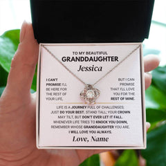 Granddaughter Love Knot Necklace, Elegant Jewelry Gift, Birthday or Holiday Keepsake