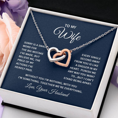 Cute Gift for Wife from Husband - Romantic Jewelry for Special Occasions - Interlocking Hearts Necklace