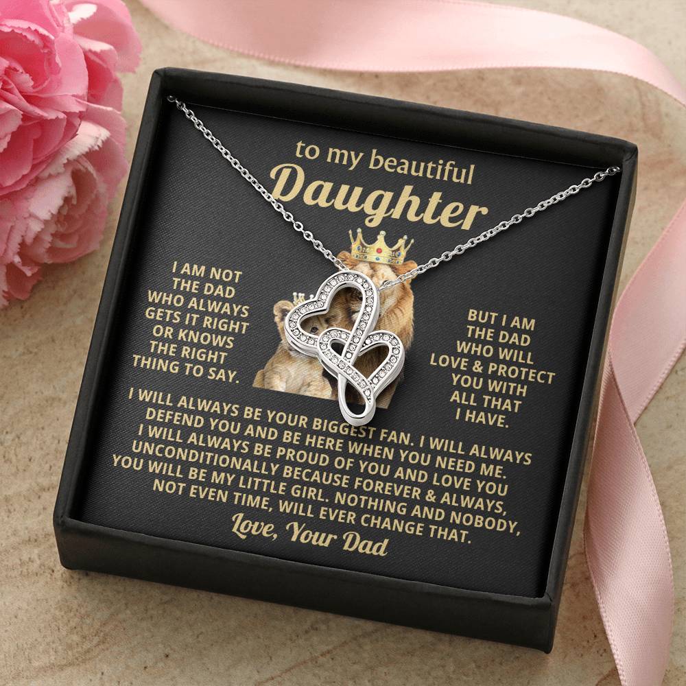To My Daughter Necklace - Proud Dad to Daughter Jewelry for Birthday, Graduation & Special Celebrations - Heart-to-heart Pendant Necklace