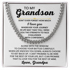 To My Grandson Necklace – Grandson Gift from Grandpa – Cuban Link Chain