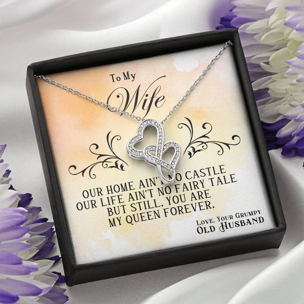 To My Wife Necklace - Sweet Emotional Gift for Wife from Husband on Birthday, Anniversary & Valentine’s Day - Heart-to-heart Pendant Necklace