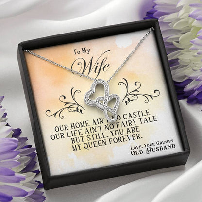 To My Wife Necklace - Sweet Emotional Gift for Wife from Husband on Birthday, Anniversary & Valentine’s Day - Heart-to-heart Pendant Necklace