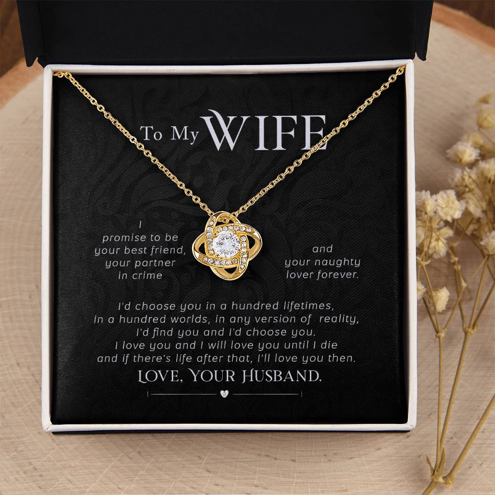 Best Gift for Wife from Husband - Emotional Love Jewelry for Birthday, Valentine’s Day, Anniversary & Christmas - Love Knot Necklace